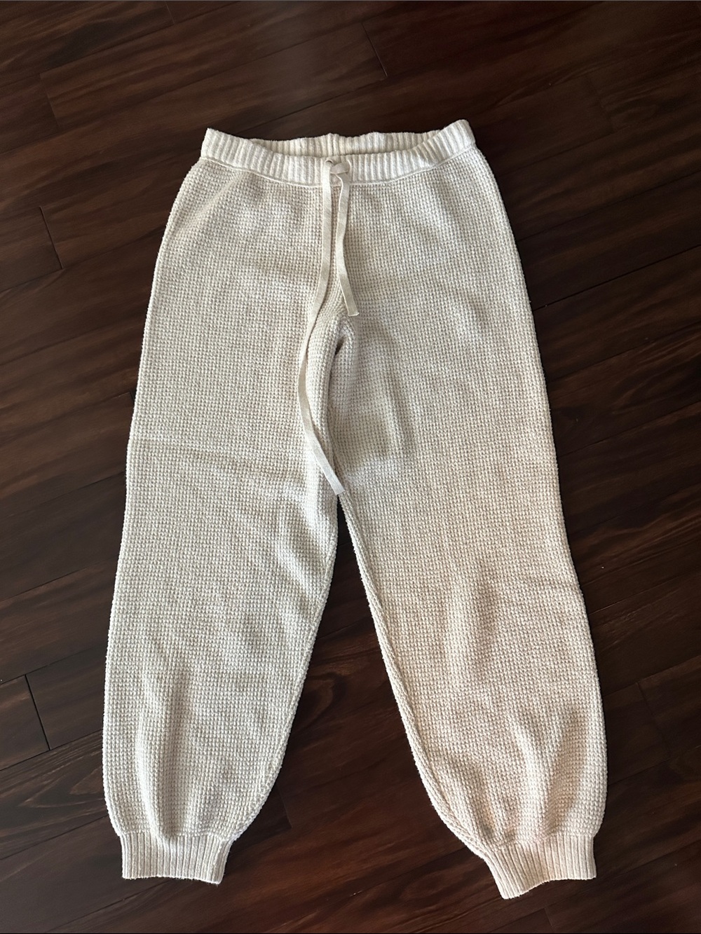 aerie Cream Waffle-Knit Joggers